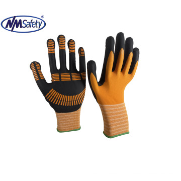 NMSAFETY EN388 Construction work 15 Gauge  knitted micro foam nitrile coated safety gloves with dots